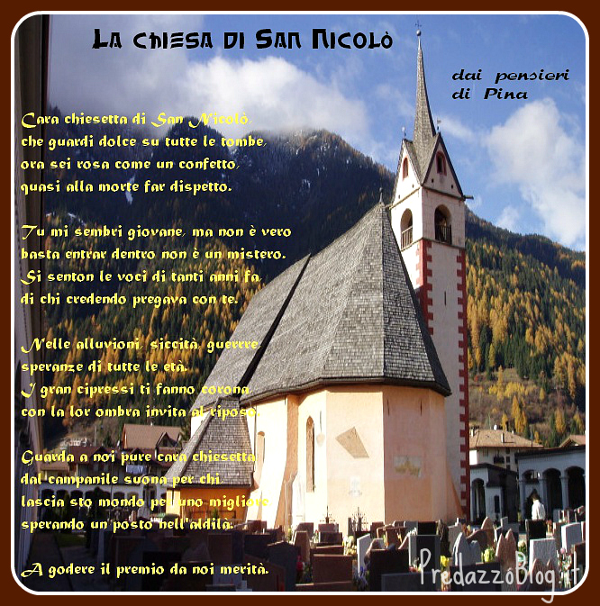 chiesa di san nicolò 1 1 novembre, Festa di Tutti i Santi   Poesia La Chiesa di San Nicolo di Predazzo