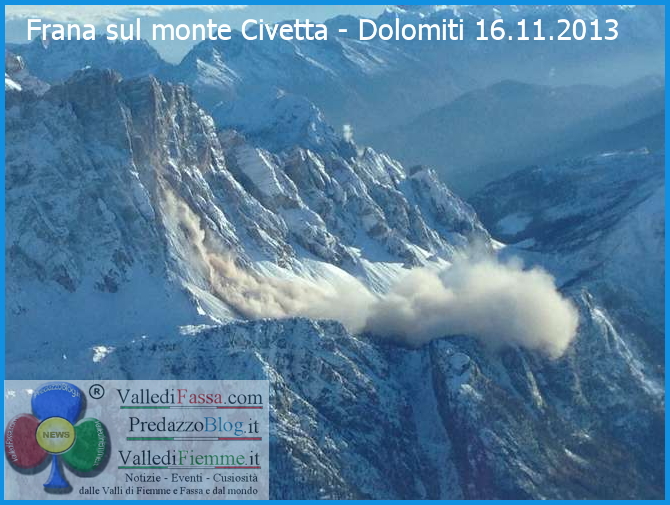 Frana sul monte Civetta Dolomiti 16.11.2013 predazzo blog Grande frana sul versante nord del Civetta 