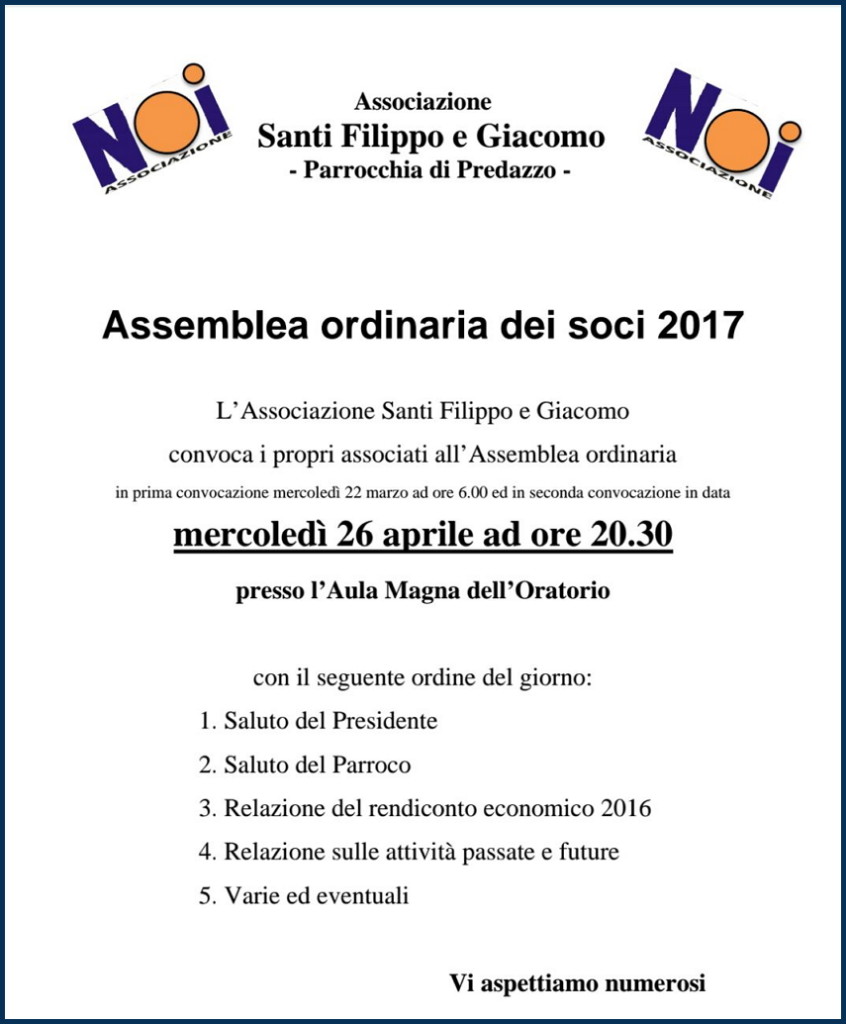 assemblea associazione noi predazzo 846x1024 Avvisi parrocchia 23/30 aprile 
