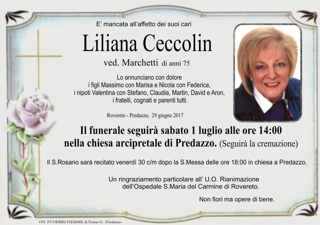 Ceccolin Liliana 1024x720 Necrologio Liliana Ceccolin ved. Marchetti