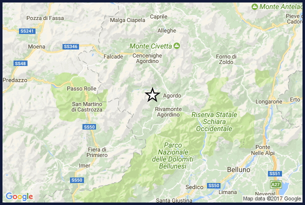 terremoto agordo Terremoto 3.6 epicentro Voltago Agordino (BL)
