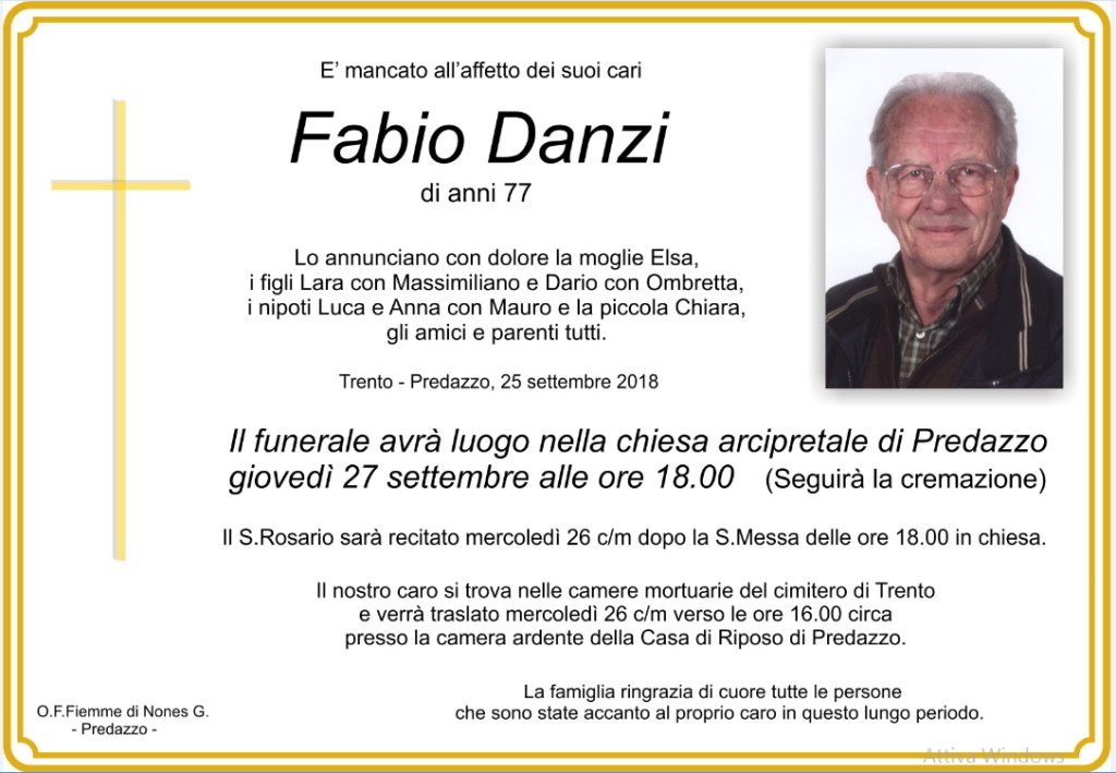 fabio danzi 1024x709 Predazzo, necrologio Fabio Danzi