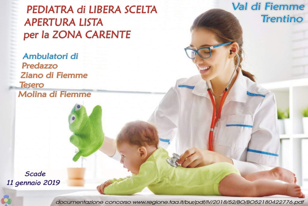 pediatra di libera scelta fiemme 1024x684 Apertura lista di libera scelta per PEDIATRA in Val di Fiemme