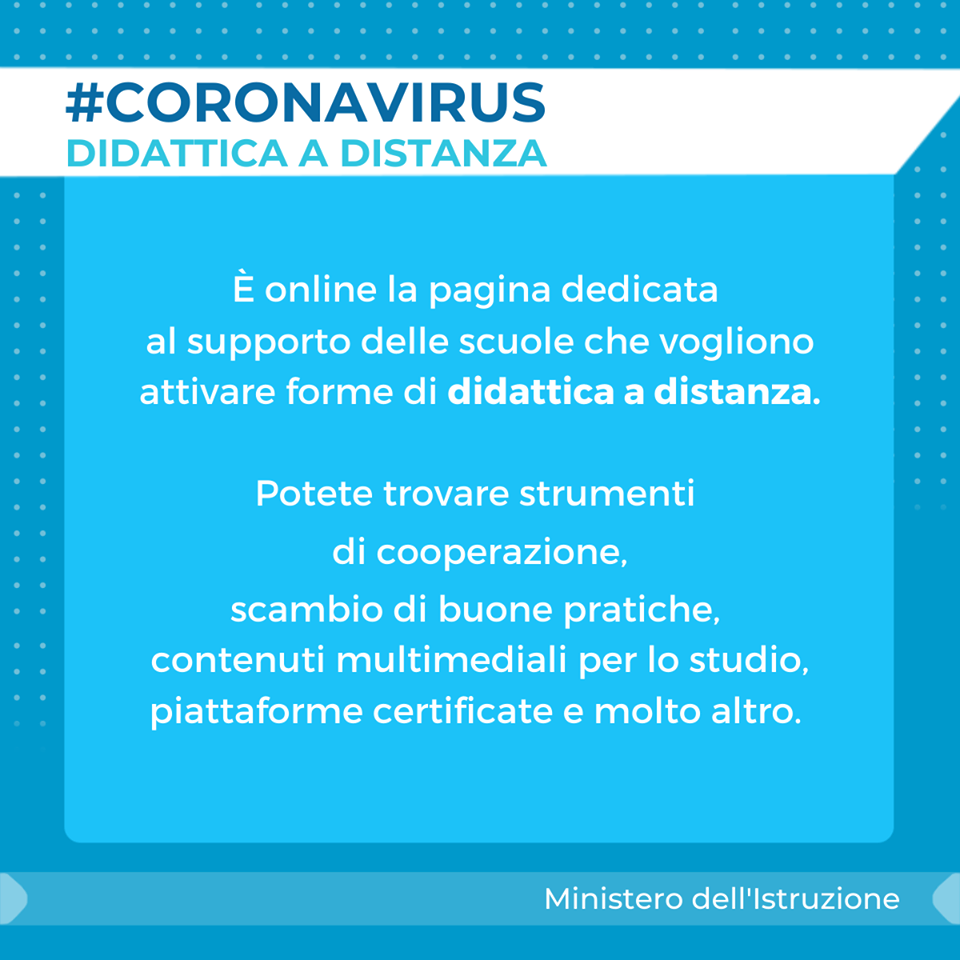 didattica a distanza coronavirus Coronavirus, attivata la pagina web per supportare la didattica a distanza