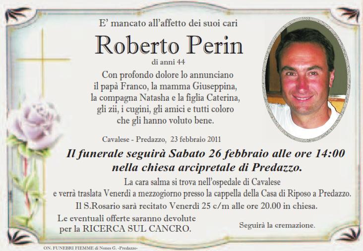 roberto perin Predazzo necrologi, Roberto Perin