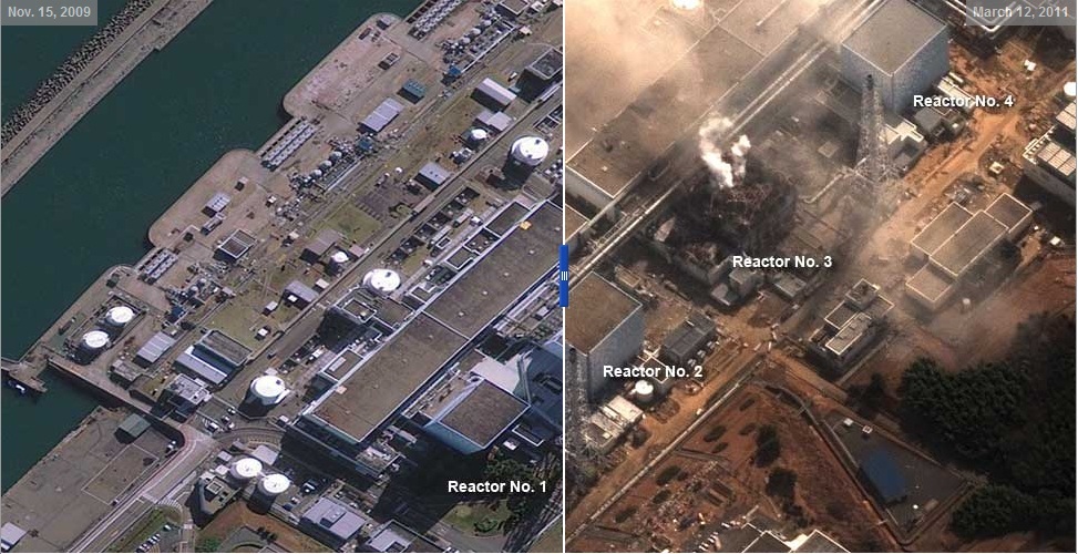 centrale nucleare giappone prima e dopo Le impressionanti foto satellitari del Giappone, prima e dopo il terremoto e lo tsunami