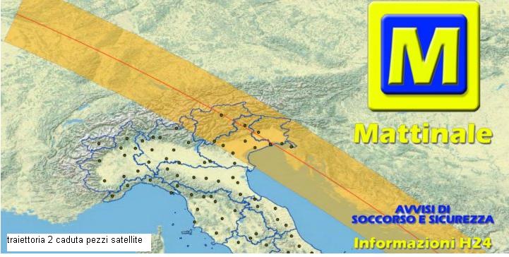traiettoria 2 caduta pezzi satellite nasa nord italia Satellite in caduta sul nord Italia tra il 23 e 24 settembre, Protezione Civile in allerta.