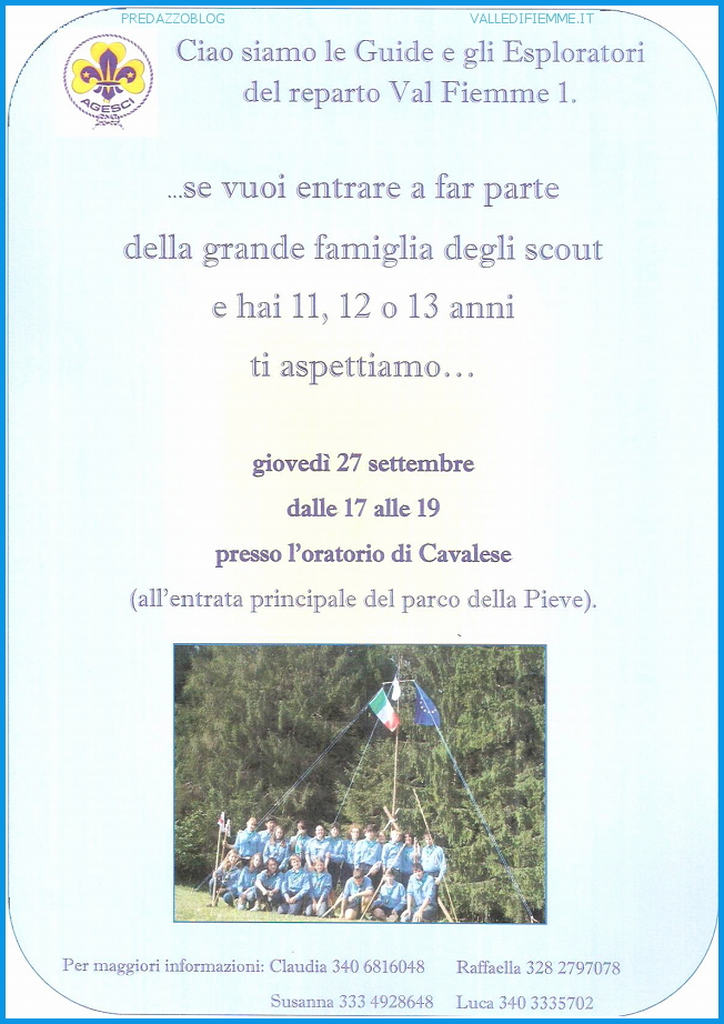 SCOUT FIEMME 2012 Riparte lesperienza Scout in Valle di Fiemme