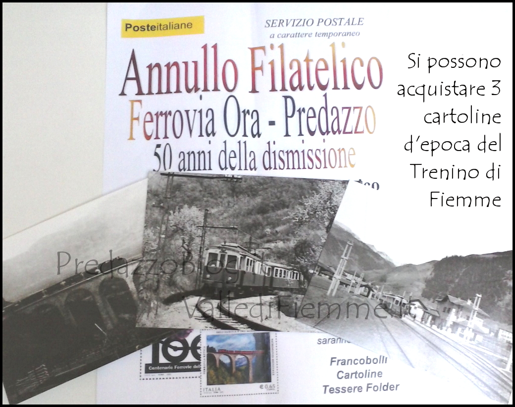 cartoline trenino fiemme predazzo Annullo filatelico Ferrovia Ora   Predazzo al Museo Geologico delle Dolomiti