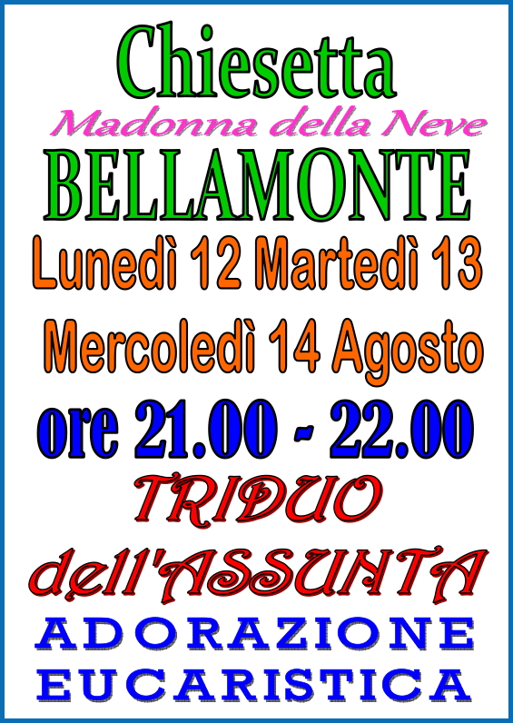 triduo assunta bellamonte Predazzo   Bellamonte, avvisi della Parrocchia