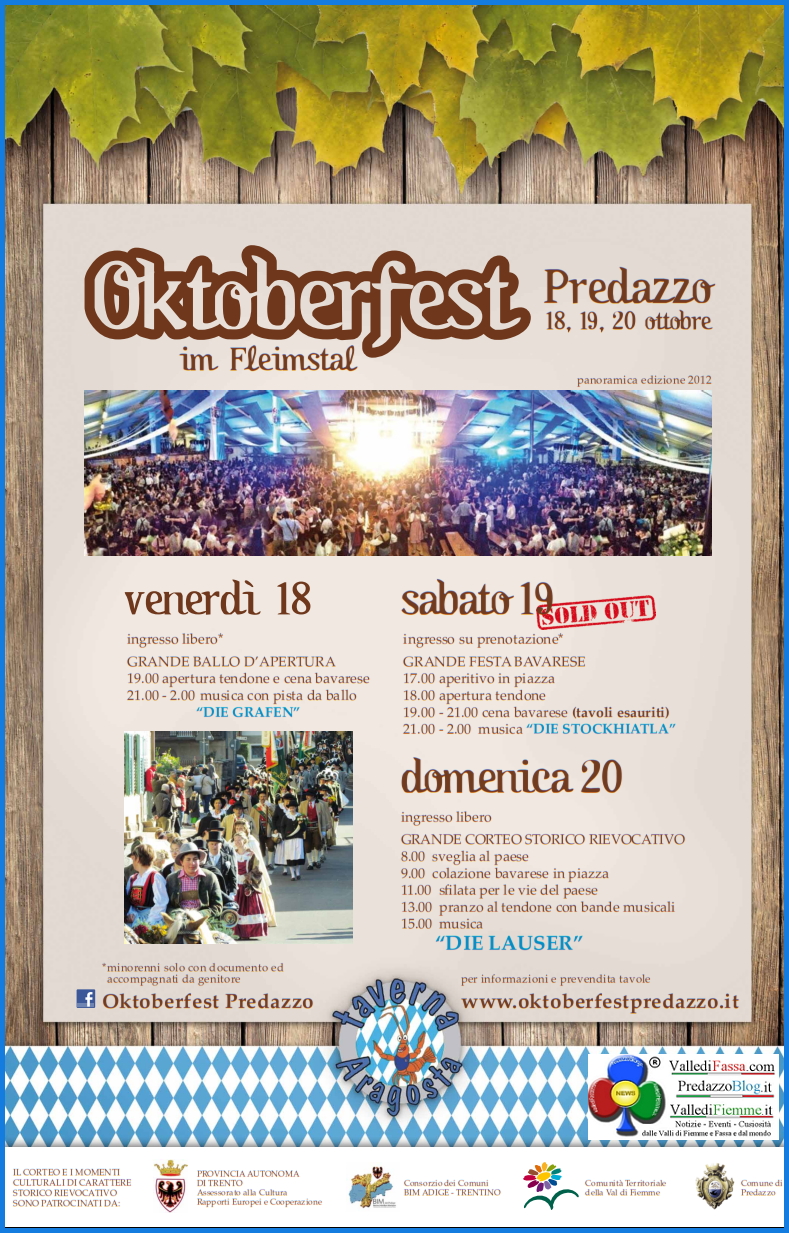 manifesto locandina oktoberfest predazzo 2013 Oktoberfest 2013 a Predazzo 18 19 20 ottobre