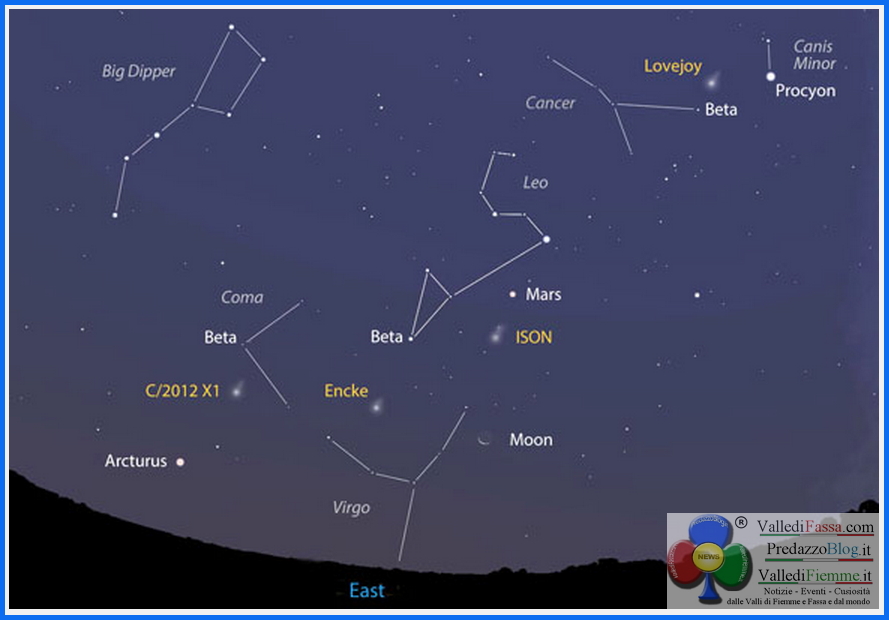 4 comete cartina cielo Cometa Ison, inizia lo spettacolo!