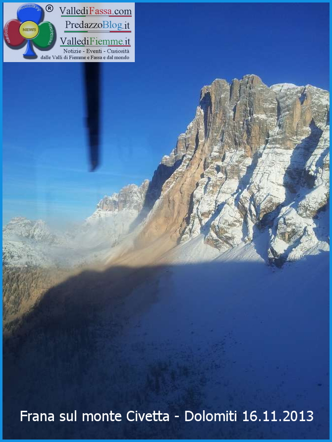 Frana sul monte Civetta Dolomiti 16.11.2013 predazzo blog 1 Grande frana sul versante nord del Civetta 