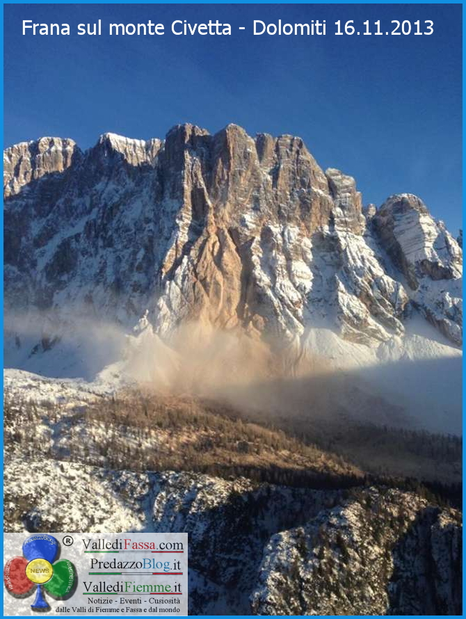 Frana sul monte Civetta Dolomiti 16.11.2013 predazzo blog2 Grande frana sul versante nord del Civetta 