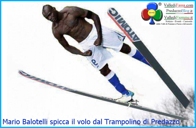 mario balotelli a predazzo sul trampolino Il calciatore Mario Balotelli in vacanza a Predazzo e Bellamonte
