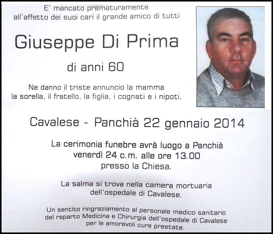 giuseppe di prima Predazzo necrologi, don Giuseppe Smaniotto   Giuseppina Massignani   Giuseppe Diprima