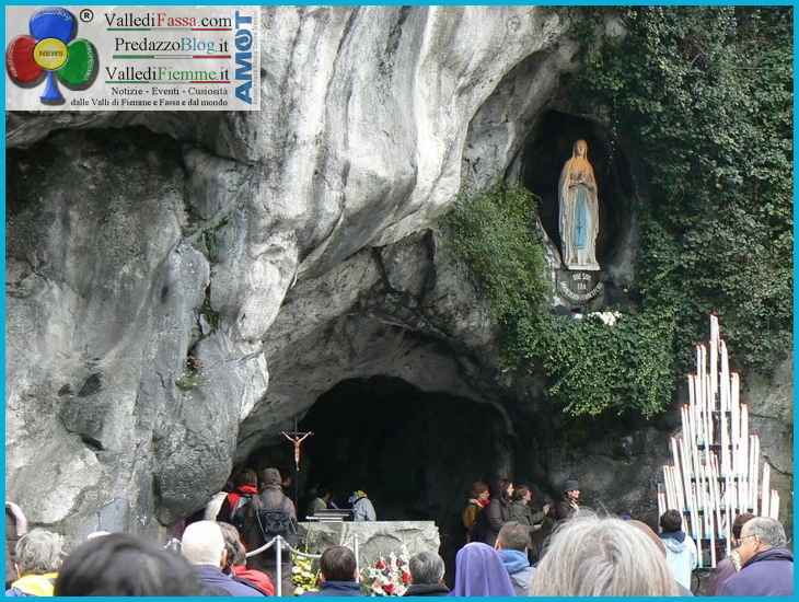 lourdes madonna grotta Predazzo, avvisi della Parrocchia e film Lourdes