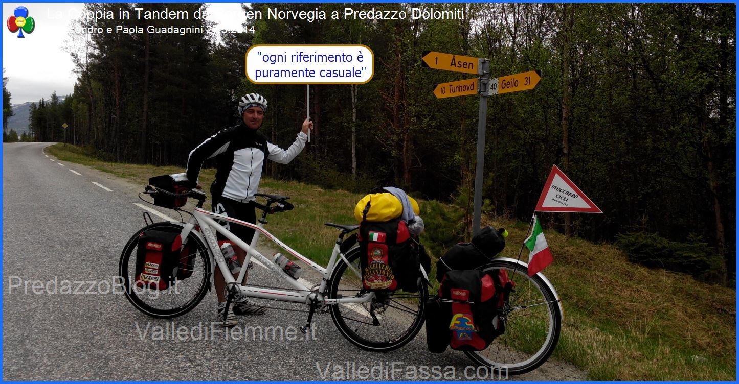 coppia in tandem norvegia predazzo 27.5.2014 predazzoblog12 La Coppia in Tandem è partita da Bergen Norvegia verso Predazzo Dolomiti Italia