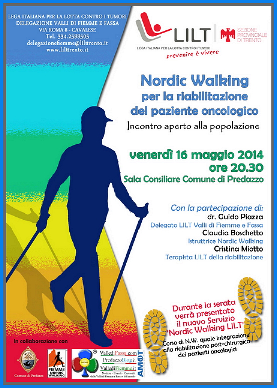 nordic walking fiemme paziente oncologico predazzo Predazzo, NORDIC WALKING per la riabilitazione del paziente oncologico