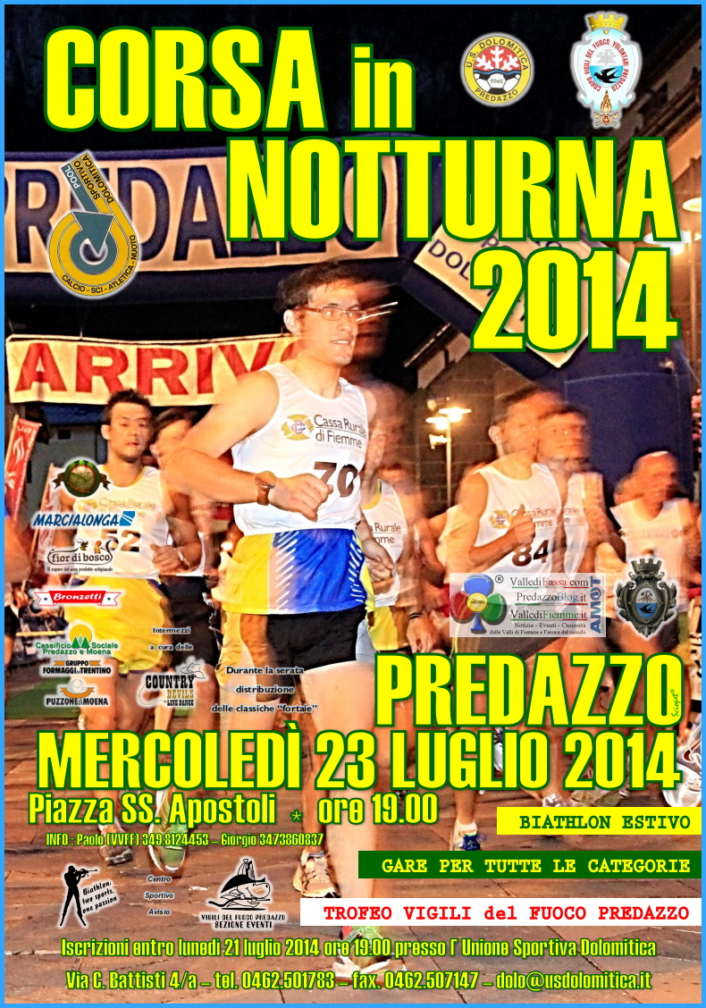 corsa in notturna predazzo 2014 locandina Corsa in Notturna 2014 nel centro di Predazzo