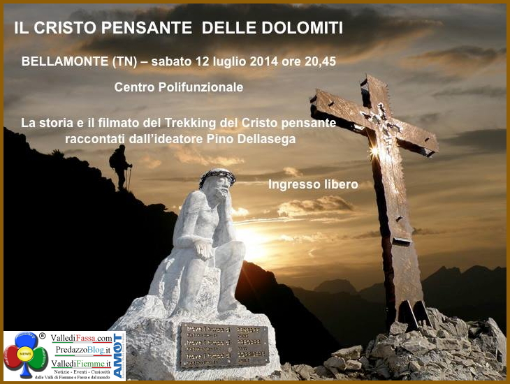 cristo pensante a bellamonte Bellamonte, Il Cristo Pensante delle Dolomiti con Pino Dellasega