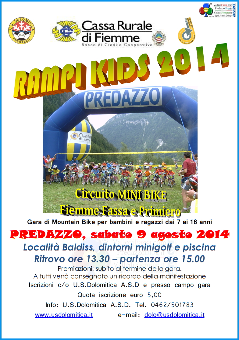 rampi kids 2014 dolomitica predazzo Atletica, Bike, Nuoto e Vertical Km, agosto sportivo con la Dolomitica di Predazzo