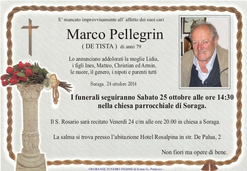 Pellegrin Marco Necrologi, Anna Ferraccioli, Marco Pellegrin, Romano Gabrielli