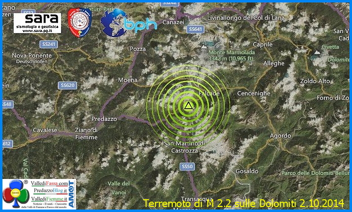 terremoto dolomiti falcade moena Terremoto sulle Dolomiti, epicentro tra Falcade e Moena