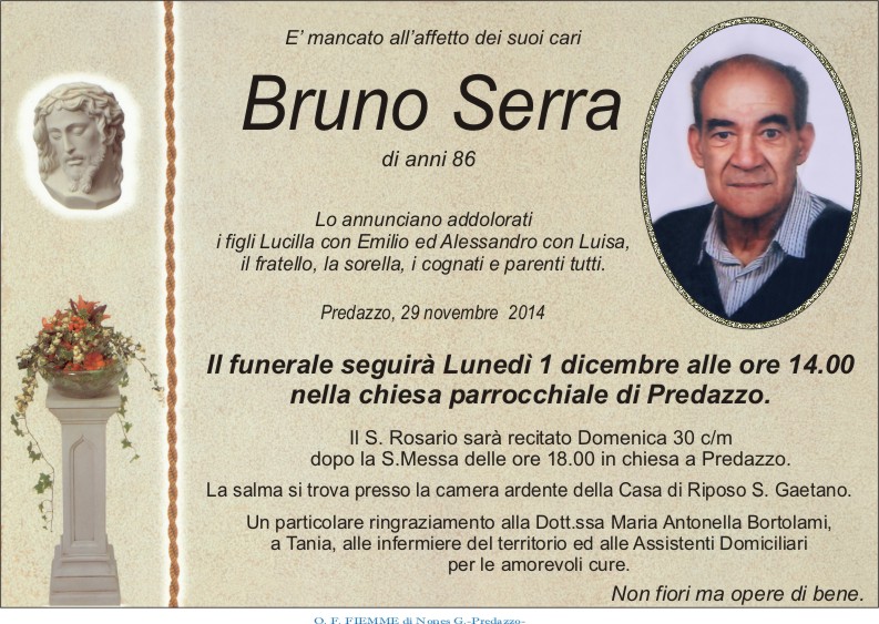 Serra Bruno Predazzo, avvisi della Parrocchia 30 nov.   7 dic.