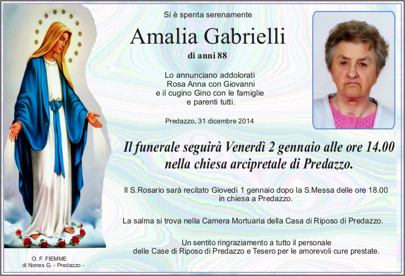 Gabrielli Amalia Predazzo, necrologi Amalia Gabrielli e Bosin Viola