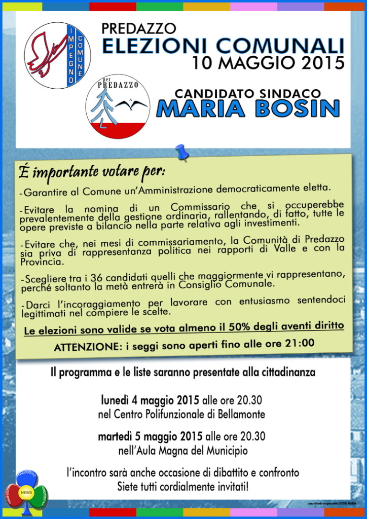 presentazione liste predazzo 2015 724x1024 Elezioni, presentazione liste a Predazzo e Bellamonte 