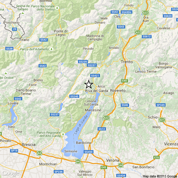 cartina terremoto trentino 1 agosto 2015 Terremoto in Trentino magnitudo 3.7 
