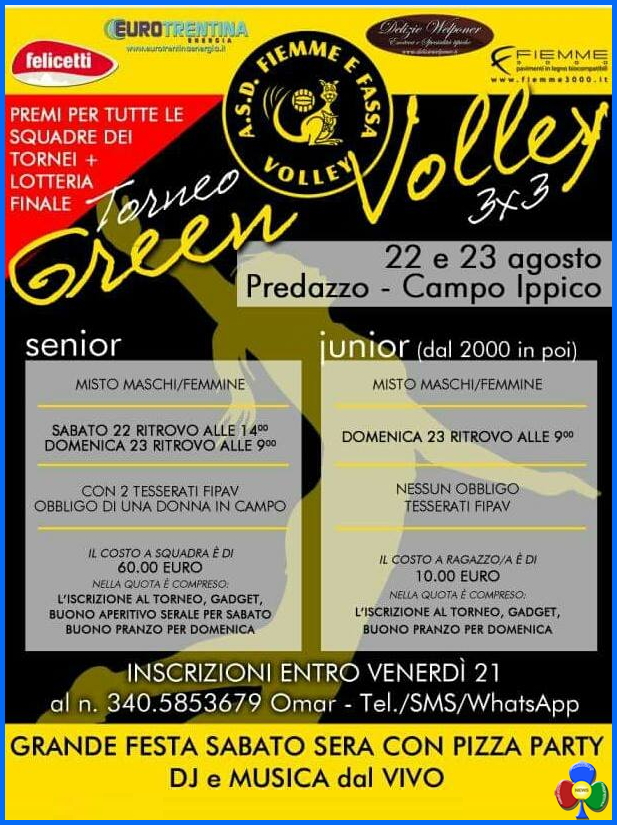 green volley predazzo Torneo Green Volley 3×3 a Predazzo