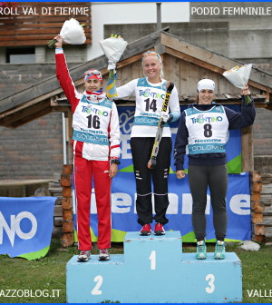 podio femminile jr mondiali skiroll fiemme 2015