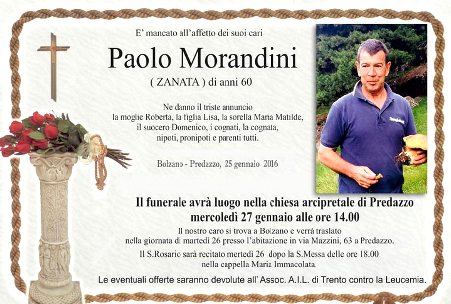 paolo morandini zanata Necrologio, Paolo Morandini (zanata)