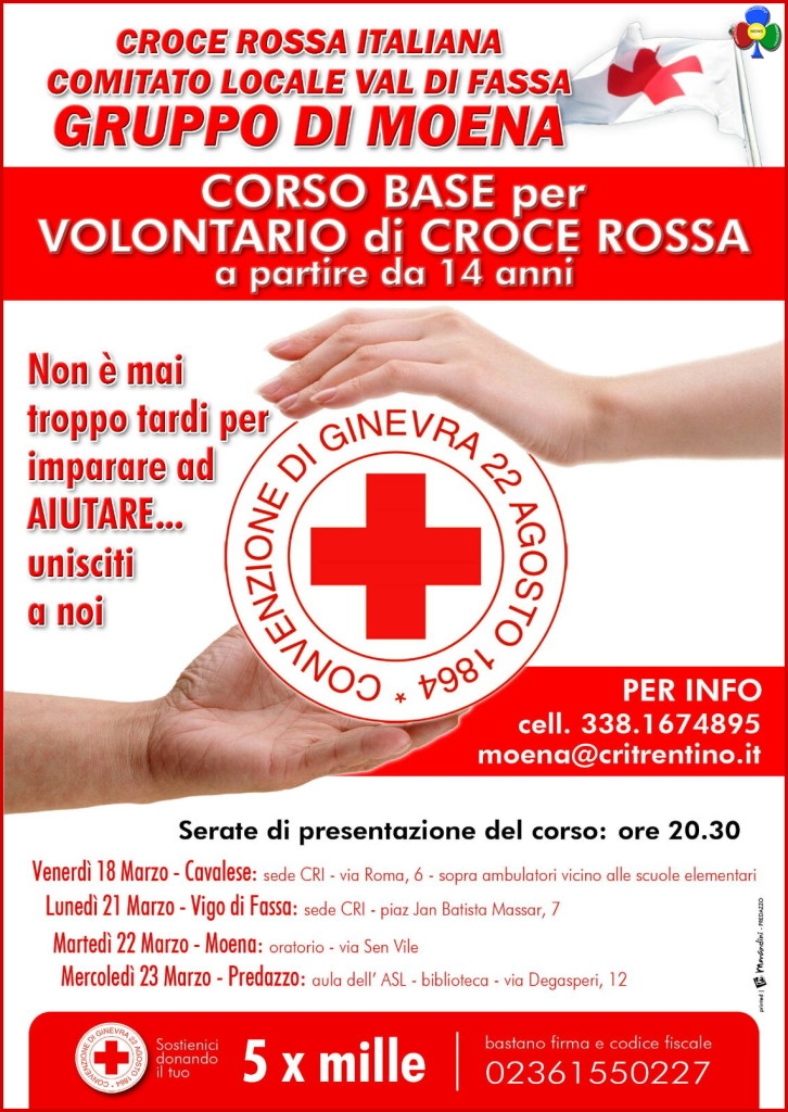 croce rossa moena corsi 2016 726x1024 Corsi per Volontari Croce Rossa in Fiemme e Fassa