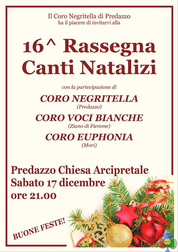coro negritella predazzo rassegna natale 20161 16° Rassegna di Canti Natalizi con 3 cori a Predazzo