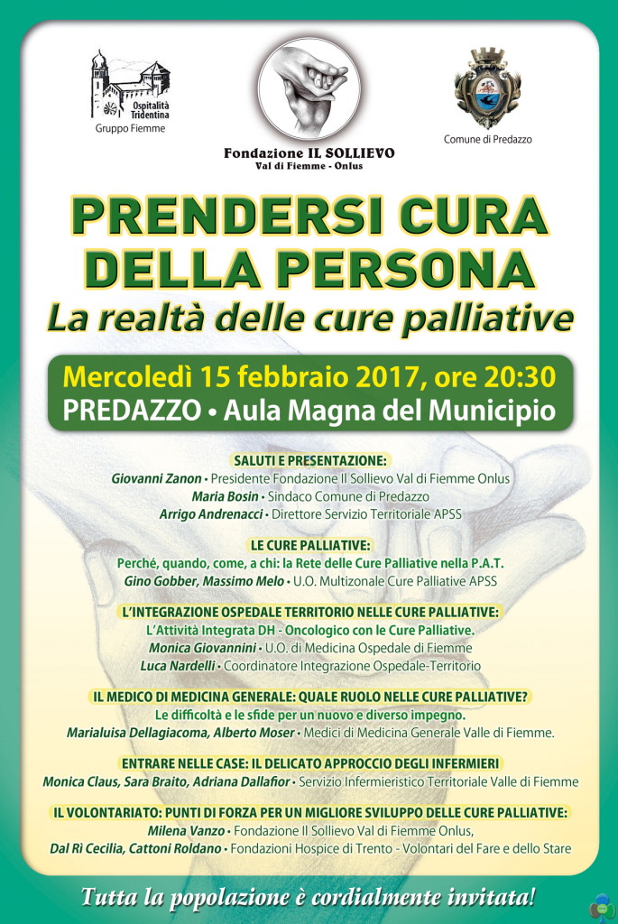 locandina cure palliative Predazzo 15 02 20171 685x1024 Predazzo, serata sulla realtà delle Cure Palliative