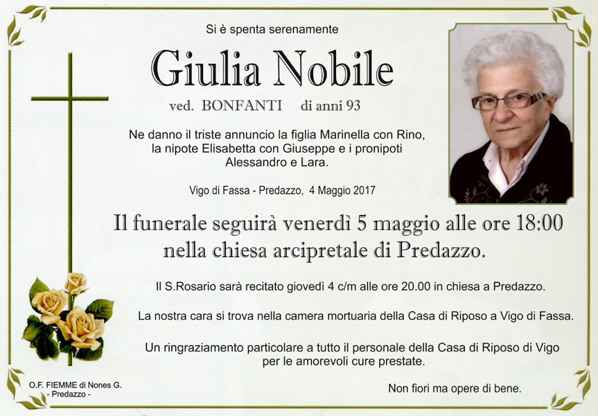 giulia nobile Necrologi Benjamin Dezulian   Giulia Nobile