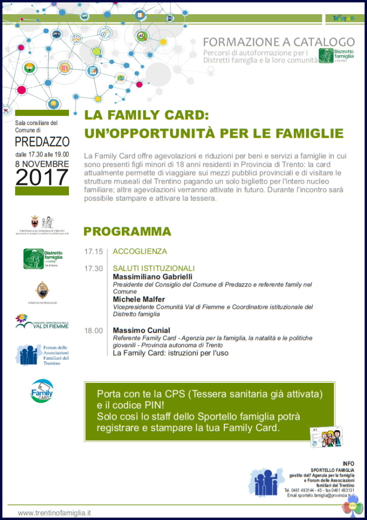 family card predazzo 723x1024 Family Card, presentazione a Predazzo l8 novembre