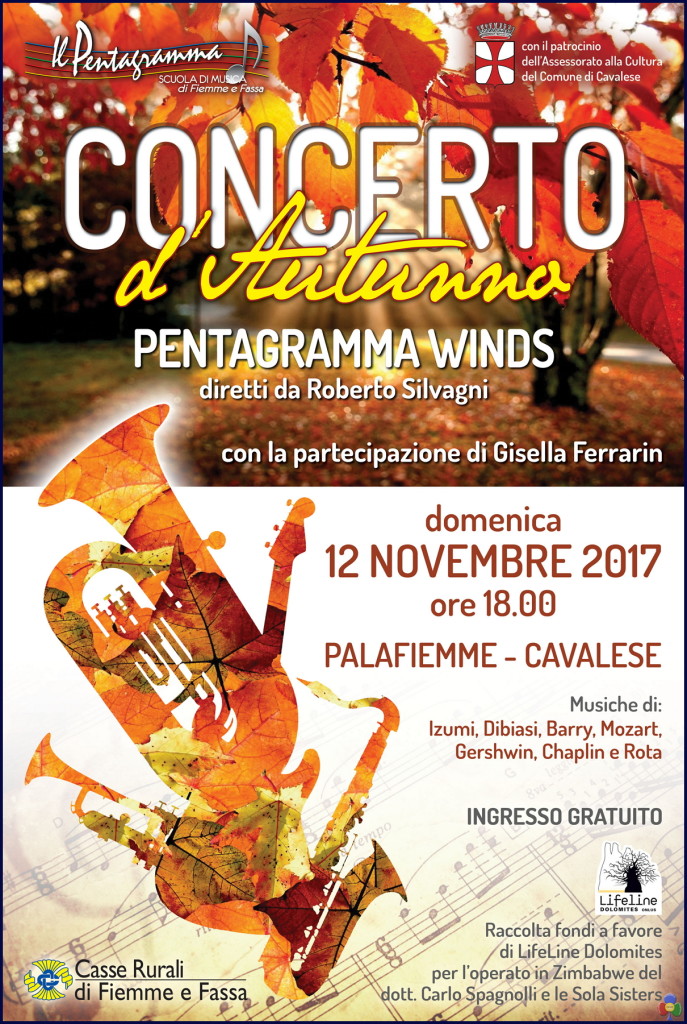 pentagramma winds concerto novembre 2017 cavalese 687x1024 Pentagramma Winds, concerto benefico a Cavalese