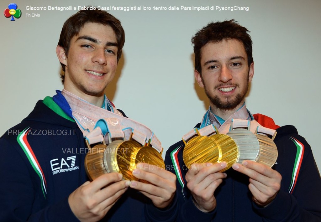 Giacomo Bertagnolli e Fabrizio Casal festeggiati al loro rientro dalle Paralimpiadi di PyeongChang2 1024x709 Trofeo 5 Nazioni 2018 dal 26 al 30 marzo in Val di Fiemme