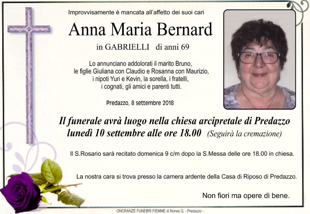 anna maria bernard 1024x706 Avvisi Parrocchie 9 16 settembre