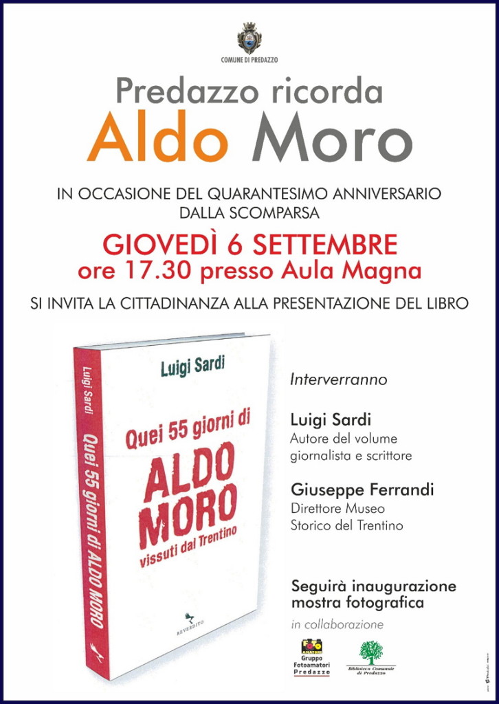predazzo ricorda aldo moro libro 726x1024 Predazzo ricorda Aldo Moro: presentazione libro di Sardi e mostra 