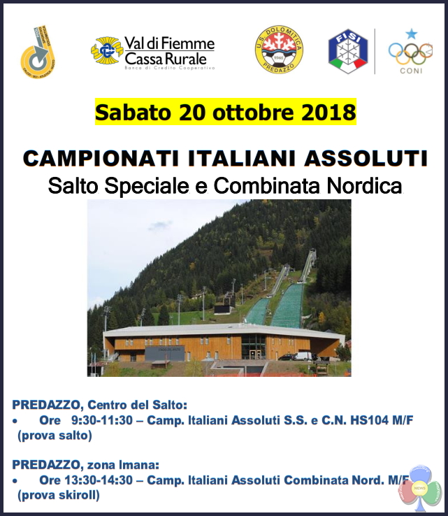 campionati italiani assoluti salto e combinata 2018 CAMPIONATI ITALIANI ASSOLUTI  Salto Speciale e Combinata Nordica