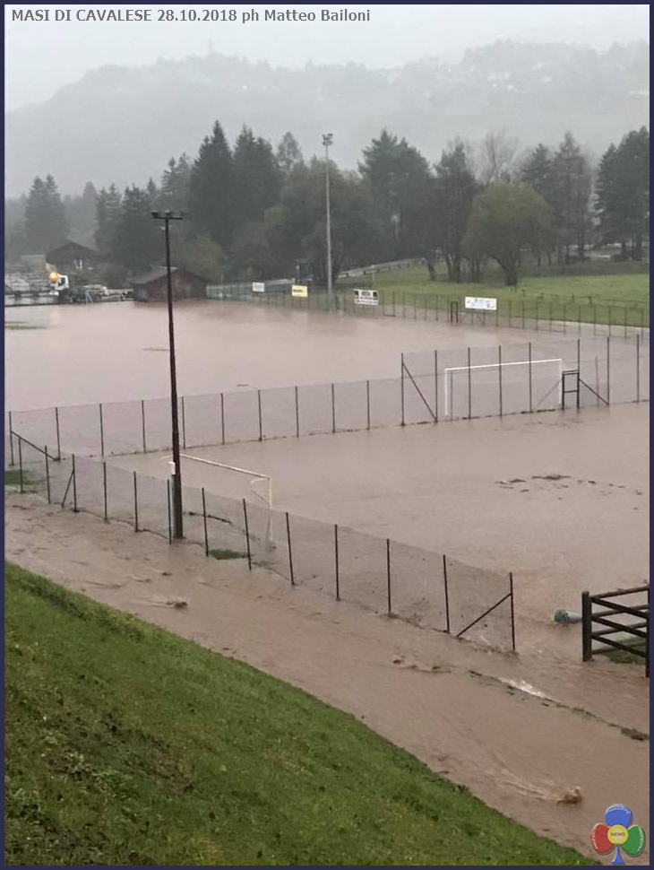 masi di cavalese campo sportivo allagato Maltempo in Trentino: protezione civile allertata. Forti piogge domani